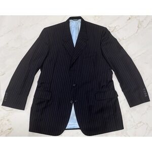 Tom James 46R Navy Blue With Light Blue‎ Pinstripes 3 Button Jacket